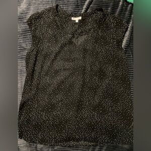 Black Sleeveless Top with White Dots